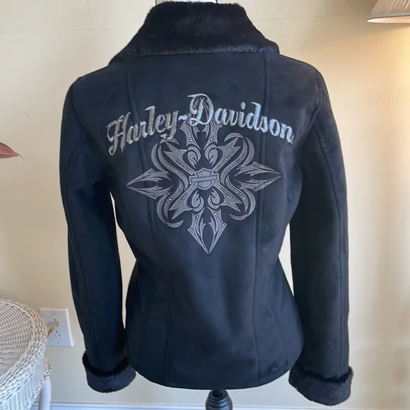 Harley Davidson Suede Faux Fir Jacket